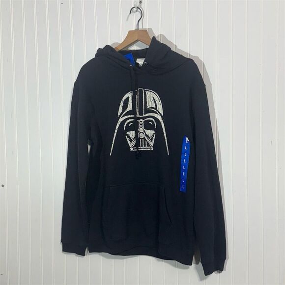 Star Wars Darth Vader Black Hoodie L NWT Cracked Graphic Pullover Sweatshirt - Picture 1 of 8